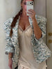 Women's Oversized Printed Blazer with Notched Lapels and a Loose Fit