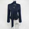 Women's Striped Blazer with a Lace-Up V-Neck and Patchwork Detail