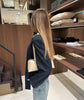 Women's Striped Blazer with a Lace-Up V-Neck and Patchwork Detail