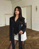 Women's Striped Blazer with a Lace-Up V-Neck and Patchwork Detail