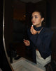 Women's Striped Blazer with a Lace-Up V-Neck and Patchwork Detail