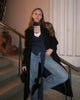 Women's Striped Blazer with a Lace-Up V-Neck and Patchwork Detail
