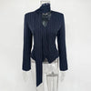 Women's Striped Blazer with a Lace-Up V-Neck and Patchwork Detail