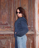 Women's Striped Blazer with a Lace-Up V-Neck and Patchwork Detail