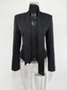 Women's Striped Blazer with a Lace-Up V-Neck and Patchwork Detail