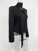 Women's Striped Blazer with a Lace-Up V-Neck and Patchwork Detail