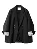Women's Gray or Black Blazer with Lace Patchwork and Long Sleeves