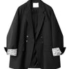 Women's Gray or Black Blazer with Lace Patchwork and Long Sleeves