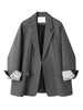 Women's Gray or Black Blazer with Lace Patchwork and Long Sleeves