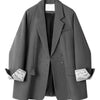 Women's Gray or Black Blazer with Lace Patchwork and Long Sleeves