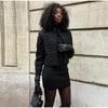 Women's Cropped Blazer with Shoulder Pads and a Hook Closure