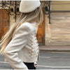Women's Cropped Blazer with Shoulder Pads and a Hook Closure