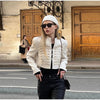 Women's Cropped Blazer with Shoulder Pads and a Hook Closure