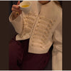 Women's Cropped Blazer with Shoulder Pads and a Hook Closure