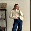 Women's Cropped Blazer with Shoulder Pads and a Hook Closure
