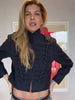 Women's Cropped Blazer with Shoulder Pads and a Hook Closure