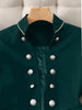 Women's Burgundy Tailed Blazer with a Stand Collar and Long Sleeves