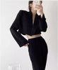 Women's Short Open-Front Blazer with Long Sleeves in Black or White