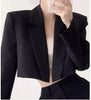 Women's Short Open-Front Blazer with Long Sleeves in Black or White