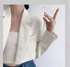 Women's Short Open-Front Blazer with Long Sleeves in Black or White