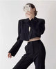 Women's Short Open-Front Blazer with Long Sleeves in Black or White