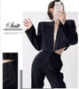 Women's Short Open-Front Blazer with Long Sleeves in Black or White