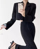 Women's Short Open-Front Blazer with Long Sleeves in Black or White