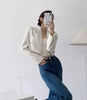 Women's Short Open-Front Blazer with Long Sleeves in Black or White