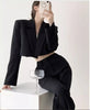 Women's Short Open-Front Blazer with Long Sleeves in Black or White