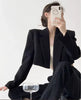 Women's Short Open-Front Blazer with Long Sleeves in Black or White