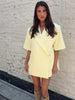 Women's Butter-Yellow Cropped Blazer with a Loose Fit and Half Sleeves