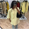Women's Butter-Yellow Cropped Blazer with a Loose Fit and Half Sleeves