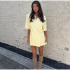 Women's Butter-Yellow Cropped Blazer with a Loose Fit and Half Sleeves