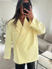 Women's Butter-Yellow Cropped Blazer with a Loose Fit and Half Sleeves