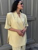 Women's Butter-Yellow Cropped Blazer with a Loose Fit and Half Sleeves