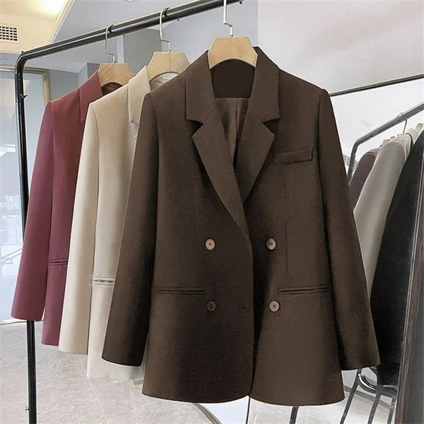 Women's Long-Sleeve Blazer with a Turn-Down Collar in Six Colors