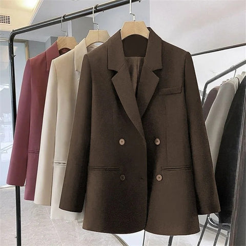 Women's Long-Sleeve Blazer with a Turn-Down Collar in Six Colors