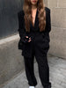 Women's Slim-Fit Black Blazer with Long Sleeves for Spring and Autumn
