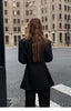 Women's Slim-Fit Black Blazer with Long Sleeves for Spring and Autumn