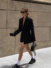 Women's Slim-Fit Black Blazer with Long Sleeves for Spring and Autumn