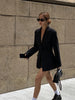 Women's Slim-Fit Black Blazer with Long Sleeves for Spring and Autumn