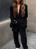 Women's Slim-Fit Black Blazer with Long Sleeves for Spring and Autumn