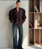 Women's V-Neck Blazer with a Lace-Up Waist and Lapel Pockets in Gray Wine Red or Brown
