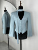 Women's V-Neck Blazer Jacket with a Scarf Detail and Cinched Waist