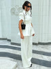 Women's White Puff-Sleeve Blazer with a Round Neck and Single-Breasted Front