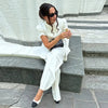 Women's White Puff-Sleeve Blazer with a Round Neck and Single-Breasted Front