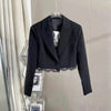 Women's Single-Breasted Blazer Jacket with Notched Lapels for Spring