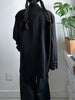 Women's Black Stand-Collar Blazer with Vintage Metal Buckles and Long Sleeves