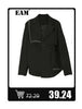 Women's Black Stand-Collar Blazer with Vintage Metal Buckles and Long Sleeves