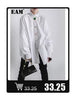 Women's Black Stand-Collar Blazer with Vintage Metal Buckles and Long Sleeves